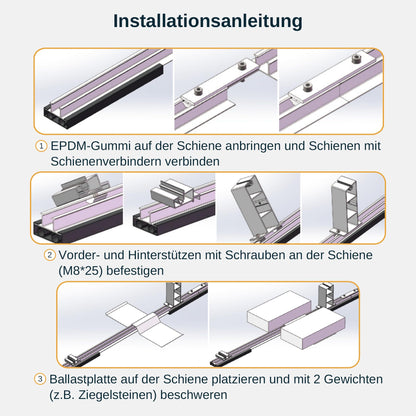 ALLDREI Balkonkraftwerk Halterung für 4 Solarpanel - Aluminium