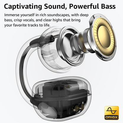 TOZO OpenEarRing Open-Ear-Kopfhörer, Bluetooth 5.4, Clip-On, Khaki