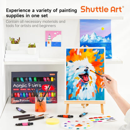 Shuttle Art Acrylfarben-Set, 54-teiliges Malset mit Tischstaffelei