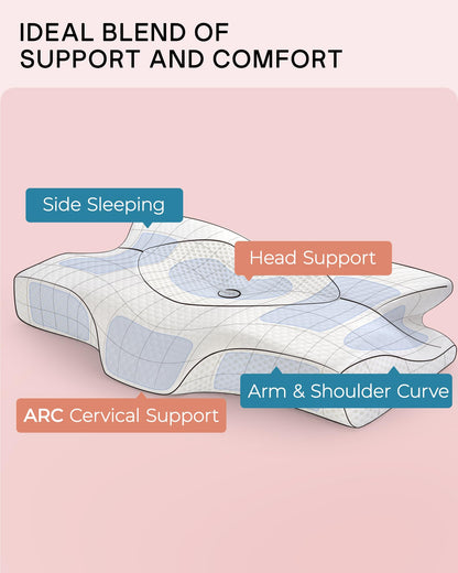 Elviros Nackenkissen aus Memory Foam, ergonomisch, 64 × 40 cm