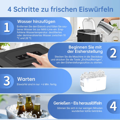 WIE Eiswürfelmaschine WI26EUB-C201, 9 Eiswürfel in 6 Minuten