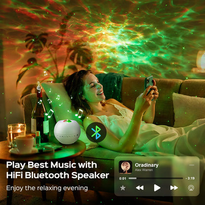 One Fire Sternenhimmel Projektor, Nachtlicht mit Bluetooth, weiss