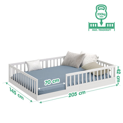 CADANI Timi 2in1 Montessori Bodenbett 140x200 cm - Weiss