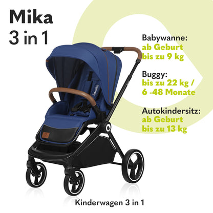 LIONELO Mika 3in1 Kinderwagen Set Babyschale - Blue Navy