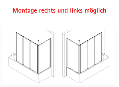 Schulte Duschwand Well Badewanne Seitenwand 3-teilig Kunstglas Tropfen
