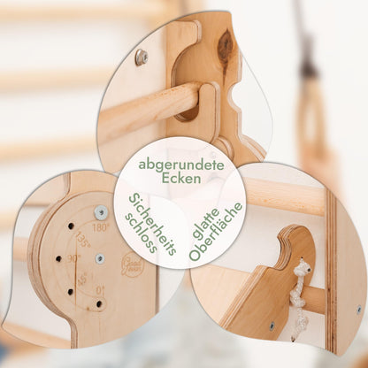 Kids Holz Schwedenwand Kletterdreieck & Rutsche Set - 6-in-1