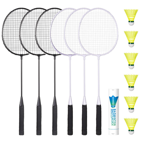 AboveGenius Badmintonschläger 6er Set AG-6BR mit 6 Nylon-Federbällen