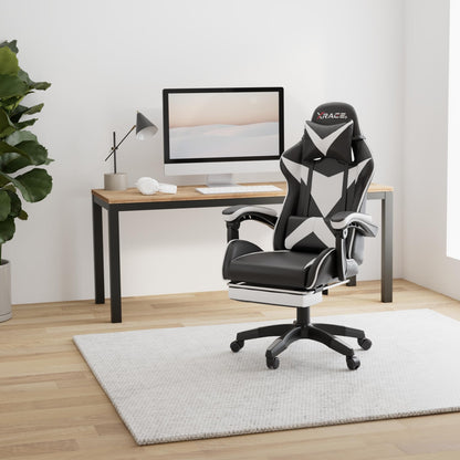 xRace Gaming Stuhl Ergonomischer Leder Drehstuhl - Weiss