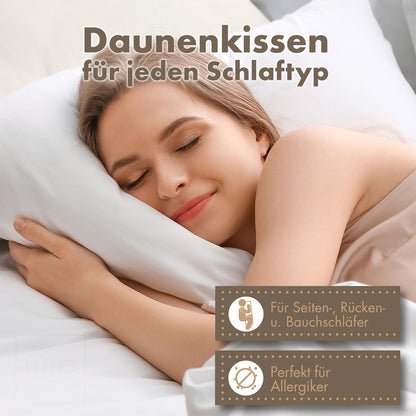 LILENO HOME 3-Kammer Kopfkissen 80x80 - Daunen & Federn, Allergiker