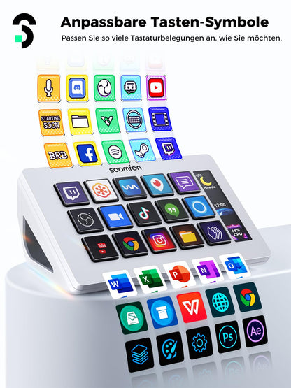 SOOMFON Stream Controller Deck – Weiss für Streaming & Editing