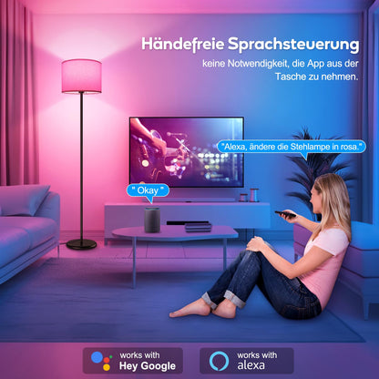 AmazeFun LED Stehlampe dimmbar, RGB, App-Steuerung, 156 cm