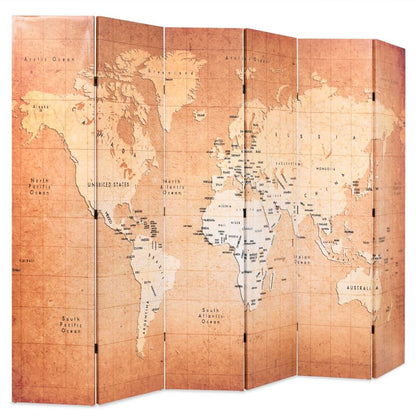 vidaXL Raumteiler klappbar Paravent - Weltkarte 228x170cm