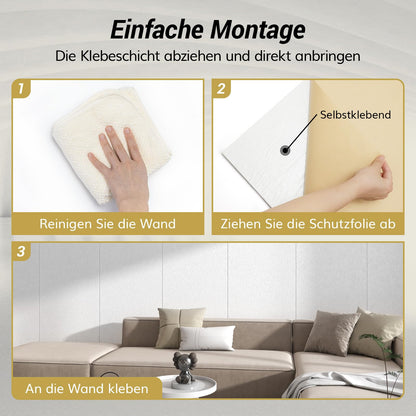 TONOR Akustikpaneele selbstklebend 120x60cm – 8er Set Weiss