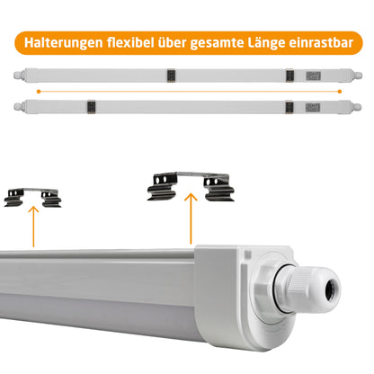 Proventa LED Feuchtraumleuchte 120cm 4er Pack IP65 36W 4000K