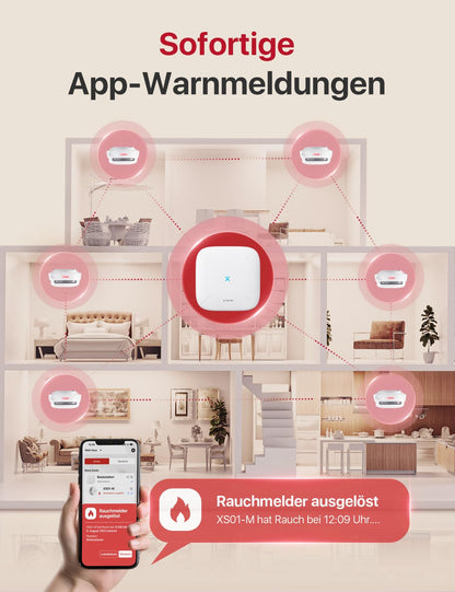 X-Sense Smart Rauchmelder XS01-M mit SBS50 Basisstation, 3 Stück