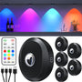 WILLED RGB LED Schrankbeleuchtung, Akku Unterbauleuchte, 6er Pack – runde Spots mit Farbwechsel