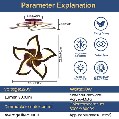 ZAITINZ LED Deckenleuchte 5 Blütenblätter Dimmbar – Schwarz