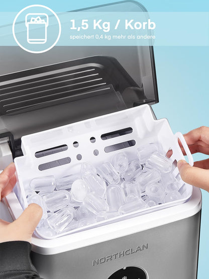 NORTHCLAN Eiswürfelmaschine, 14 kg/24 h, 9 Eiswürfel in 6-8 Minuten