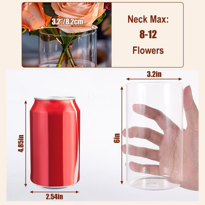 UPBUD Glas-Zylindervasen Set, 12 Stück, 15,2 cm, durchsichtig