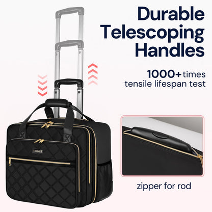 Ytonet Business Laptop Trolley Damen 17.3 Zoll - Schwarz