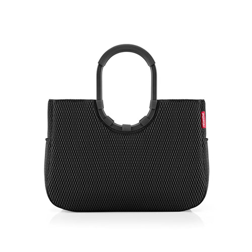 reisenthel loopshopper L Einkaufstasche mesh black, 25 l – schwarze Tragetasche mit rundem Griff und Aluminiumrahmen