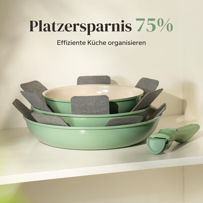 Redchef Keramik Pfannenset 6-teilig mit Abnehmbarem Griff Grün