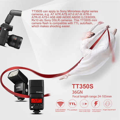 Godox TT350S Aufsteckblitz TTL HSS für Sony Mirrorless Kameras