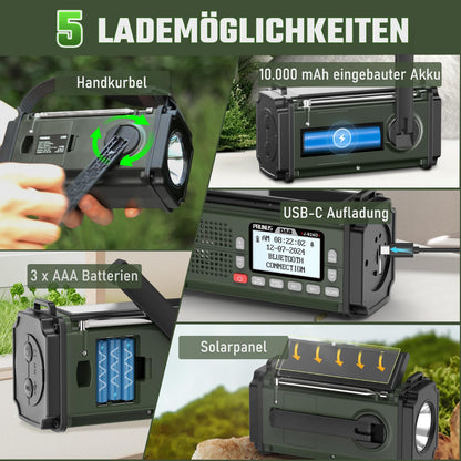 PRUNUS J-924 Kurbelradio DAB+/UKW Notfallradio mit Bluetooth