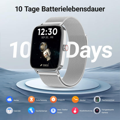 Fitpolo Smartwatch Fitnessuhr mit Telefonfunktion, 1,85 Zoll, IP68