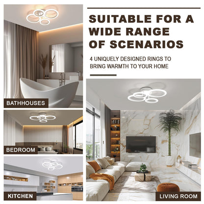 RUYI LED Deckenleuchte Dimmbar 4 Ringe – Weiss 48W