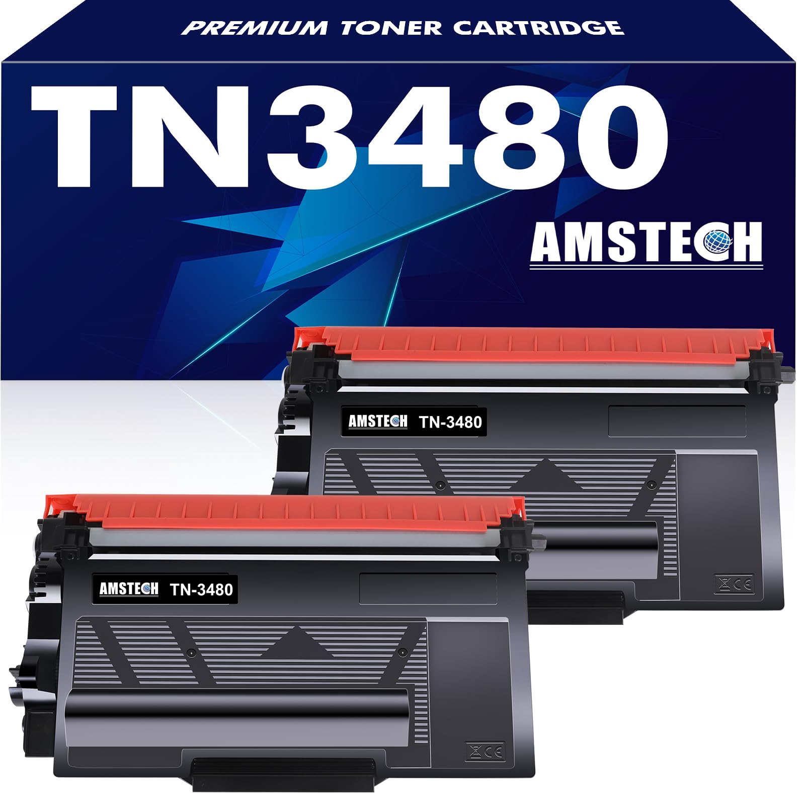 Amstech TN-3480 Toner kompatibel für Brother, schwarz, 2er-Pack – zwei schwarze Tonerkartuschen