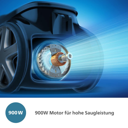 Philips Performer LED Beutelstaubsauger XD8122/10, Deep Black