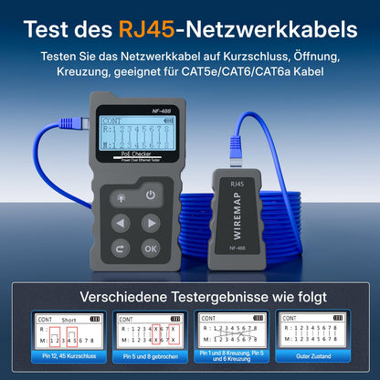 Mcbazel RJ45 Netzwerkkabeltester mit LCD-Display und PoE-Test