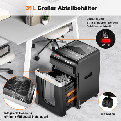 Bonsaii C283 Aktenvernichter – 200 Blatt Auto-Einzug P-4 Mikroschnitt