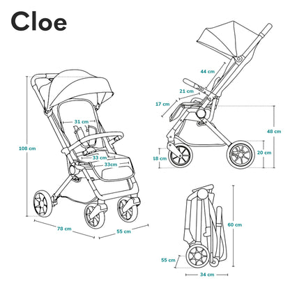 LIONELO Cloe Zusammenklappbarer Kompakt-Kinderwagen - Braun