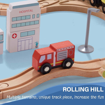 Giant bean Holzeisenbahn Set City-Zugset für Kinder - 117 Teile