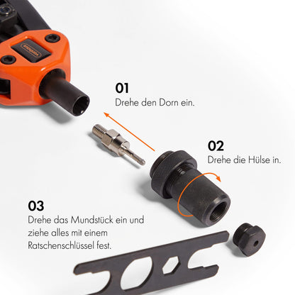 VonHaus Nietmutternzange Set mit 150 Nietmuttern und Koffer, M3–M12