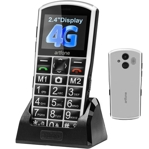 artfone A400 4G Seniorenhandy mit Notruftaste und Ladestation, Grosstastenfeld und 2,4-Zoll-Farbdisplay