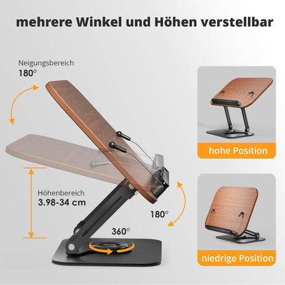 SupeDesk Buchständer aus Holz, drehbar und höhenverstellbar