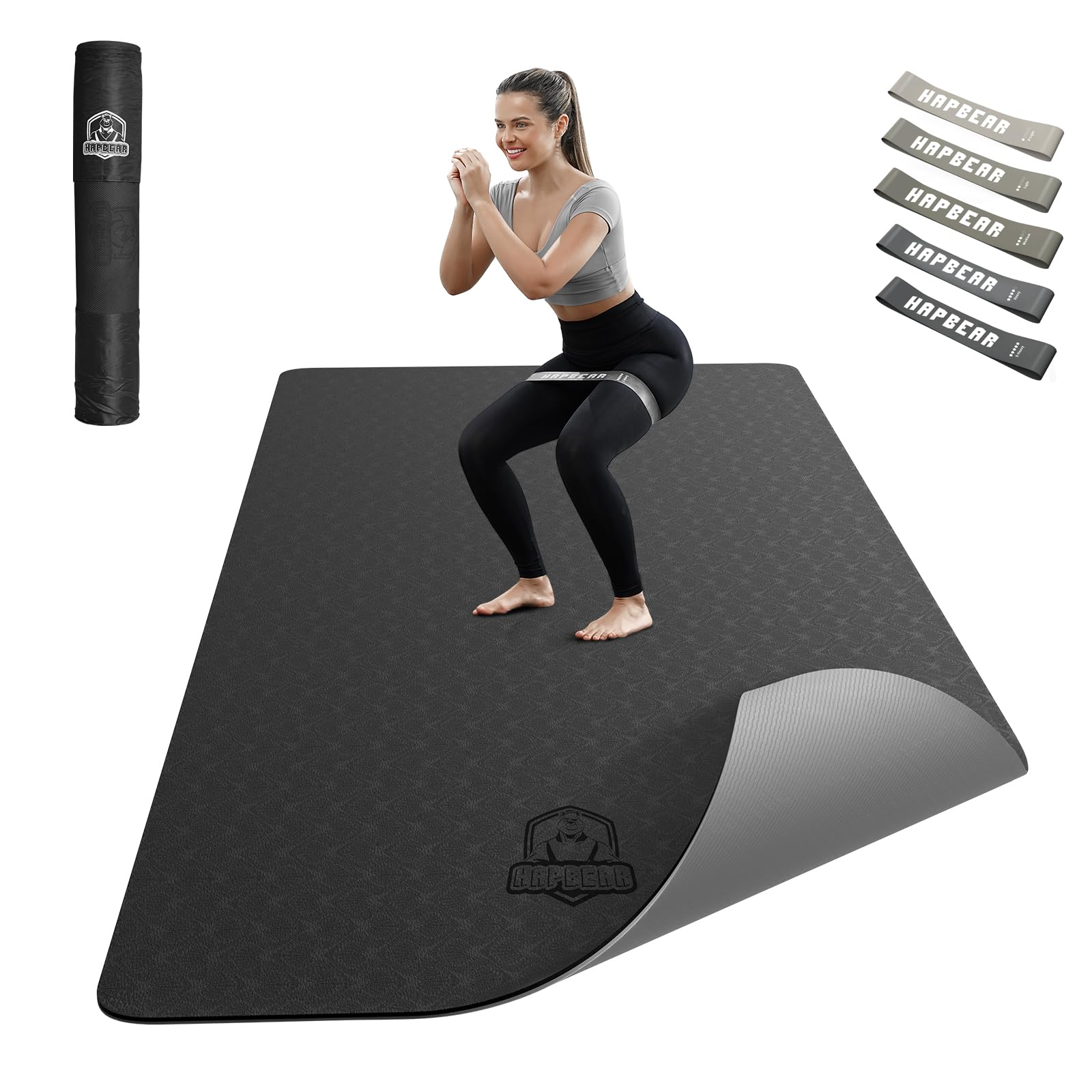 HAPBEAR Yogamatte XXL aus TPE, rutschfest, 183 x 91 cm, 6 mm, für Yoga und Pilates