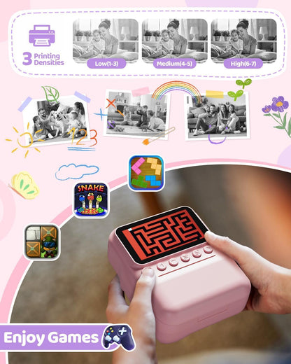 TIATUA Kinderkamera Sofortbildkamera 48 MP mit 32 GB Karte, Rosa
