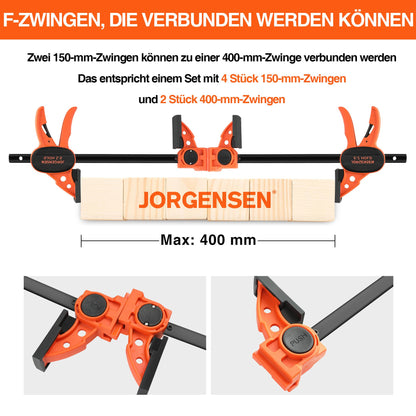 Jorgensen Einhandzwingen Set 4 Stück, 2-in-1 zum Spannen und Spreizen