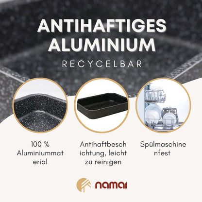NAMAI Auflaufform Set 3-teilig, Aluminium, antihaftbeschichtet