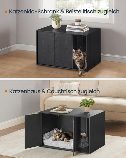 SONGMICS HOME Katzenklo-Schrank für grosse Katzen – Schwarz PCL013B03