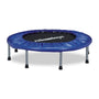 Relaxdays Fitness-Trampolin faltbar, Indoor, blau-schwarz mit schwarzer Sprungfläche und blauer Federabdeckung