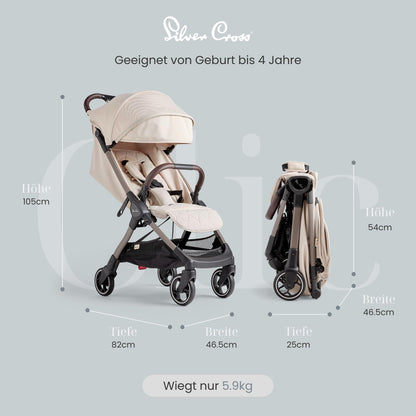 Silver Cross Clic Kompakter Reisekinderwagen – Almond