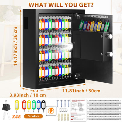 Mejasg Feuerfester Schlüsselkasten – Zahlencode, 48 Schlüssel