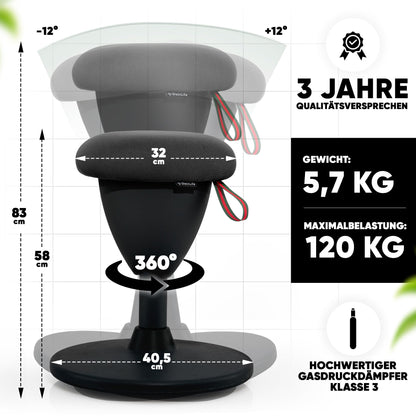 SteinLife Cone Bürohocker Höhenverstellbar 58-83cm Schwingeffekt