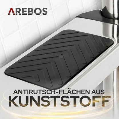 Arebos Poolleiter Edelstahl 4 Stufen – Einstiegsleiter Silber