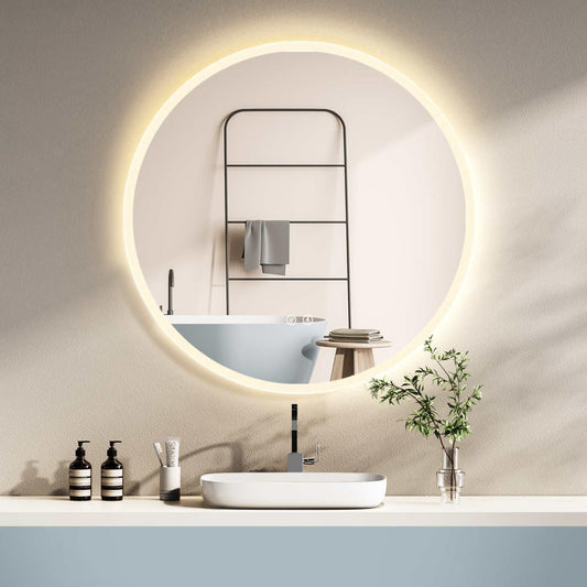 HOKO Badspiegel ULM 60cm rund LED Antibeschlag Farbwechsel. Runder Spiegel mit Beleuchtung, Antibeschlag und Farbwechsel zur Badnutzung.